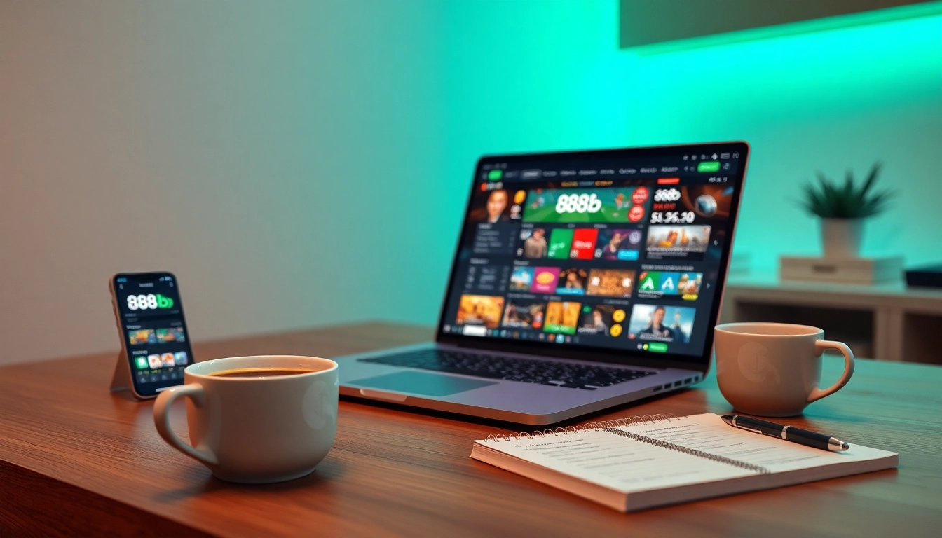 Experience the thrilling interface of 888b.bet with engaging online gambling visuals.