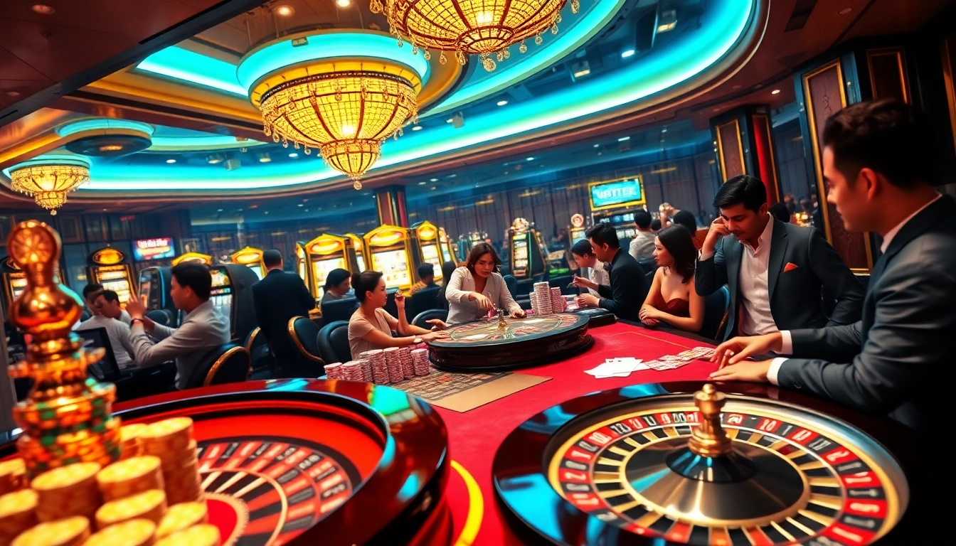 Exciting gambling scene at 8day.cn.com featuring colorful poker chips and a roulette wheel.
