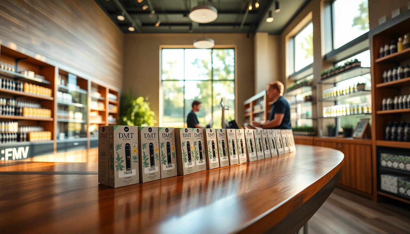 Buy DMT online from a welcoming dispensary showcasing DMT vape cartridges.