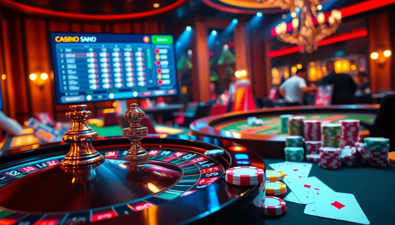 Experience the thrill of gambling at ee88win.net with an exciting casino scene featuring roulette, cards, and poker chips.