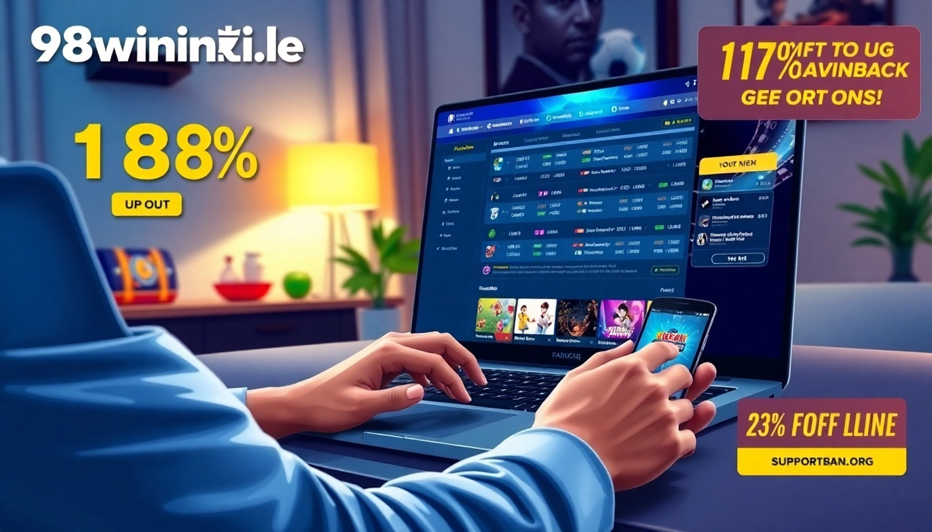 Experience online gaming at 98winwin.live with a modern interface showcasing sports betting and promotions.
