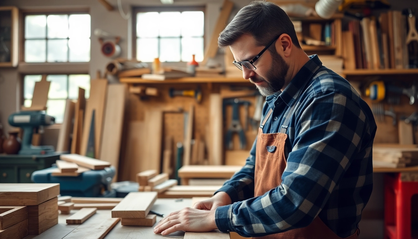 Crafting quality wood projects through a carpentry apprenticeship in a well-equipped workshop.